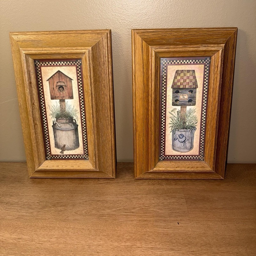 Canale Prints & Frames Oak Wood Country Birdhouse Wall Art Set LS156A LS157A